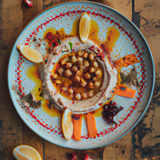 Beetroot Hummus with Tarragon Chips