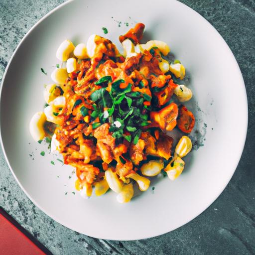 Chorizofylt kylling med geitostkrem og ungarske gnocchi