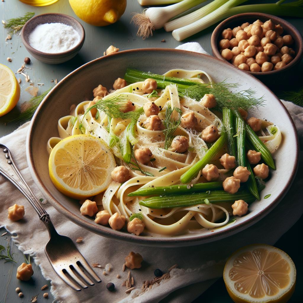 Citronsmakande och krämig fänkålspasta med kikärtor