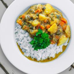 Curry-majret sød kartoffel-linse suppe