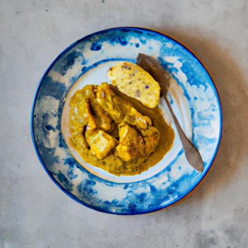 Currykastike med panerede kyllingefileter