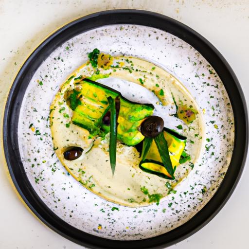 Fyldte zucchini med sort olivencreme