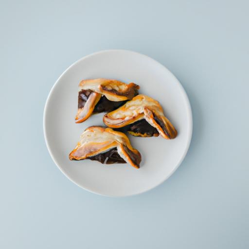 Hamantaschen med sød kartoffel og hvid chokolade