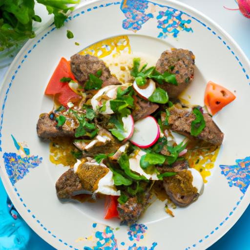 Karitsakebab med Minttulabneh (Forrett for 4 personer, tilberedningstid: 30 minutter)