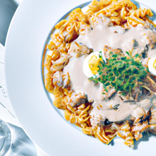 Kremet Pastaret med Skinke og Svampe