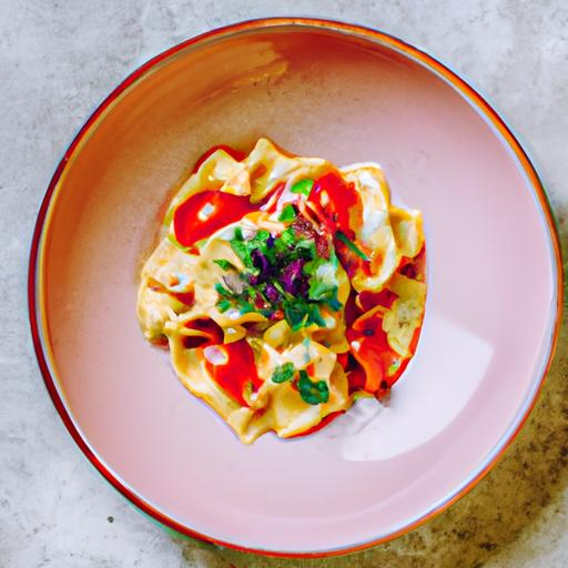 Rødbet-tagliatelle med gressløk- og geitostsaus