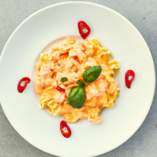 Simpulkepasta med gedeost og grøntsager