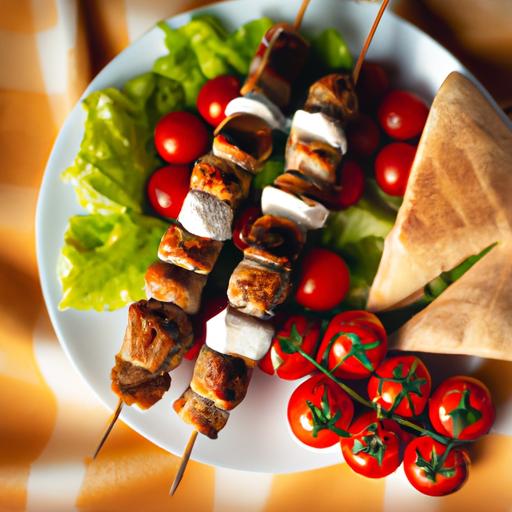 Souvlaki-vartaat med tomatsås