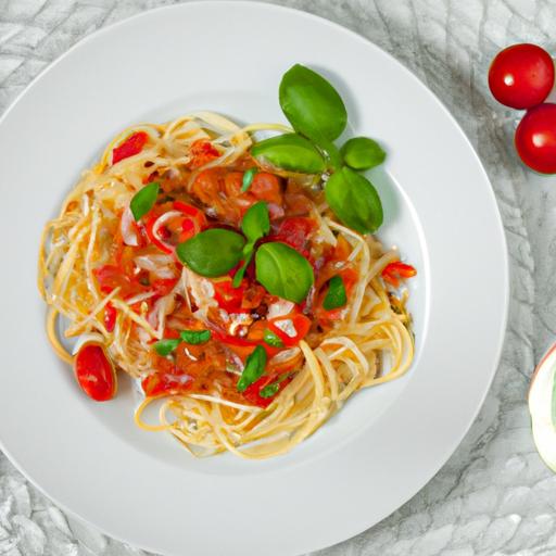 Spaghetti med Tomater och Basilika